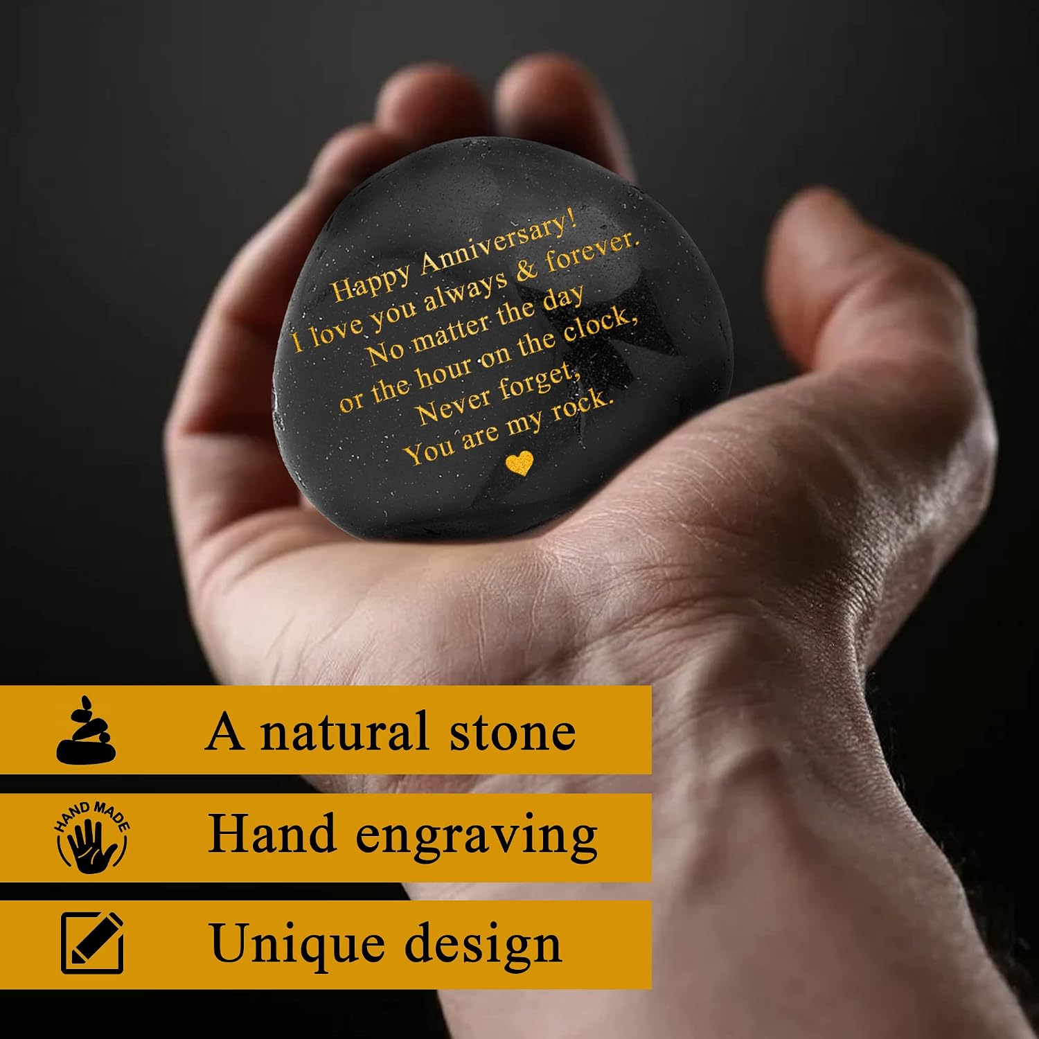 VELENTI Happy Anniversary Decorative Stones Rock - Heartwarming You are My Rock Wedding Presents, Inspiring Anniversaries Keepsake for Her, Decorative Accessories Anniversary Present for Him