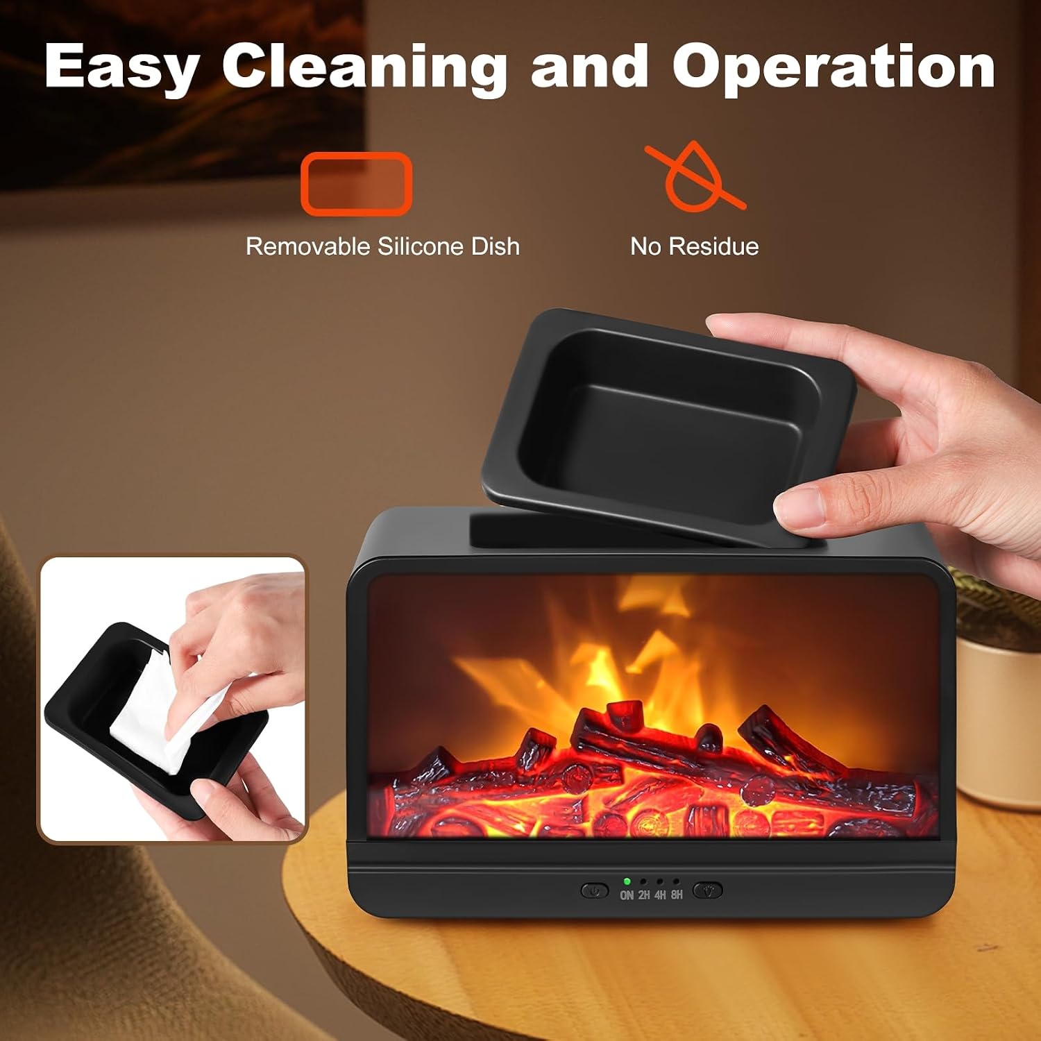 Flame Fireplace Wax Melt Warmer,Scentsy Wax Warmer with Timer, Electric Wax Warmer for Scented Wax with PTC Heating Plate, Wax Burner for Women Gifts & Home Decor(Black) - Image 4