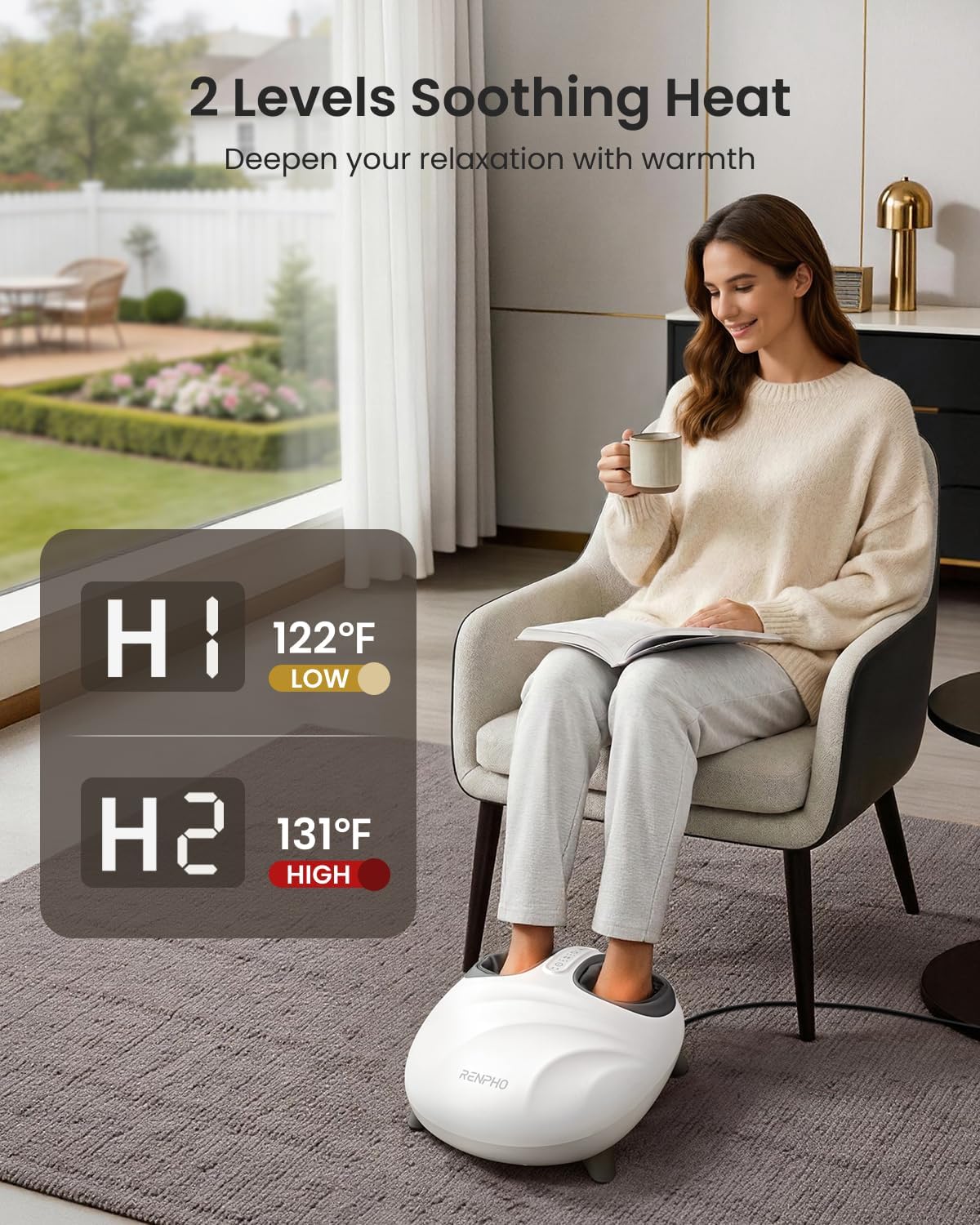 RENPHO FSA Eligible HSA Shiatsu Foot Massager with Heat, Gifts for Women | 3 Modes Kneading & Compression Massage, At- Home Relief & Foot Care for Birthday Gifts, RF Control, Auto Size Fit up to 13 - Image 4