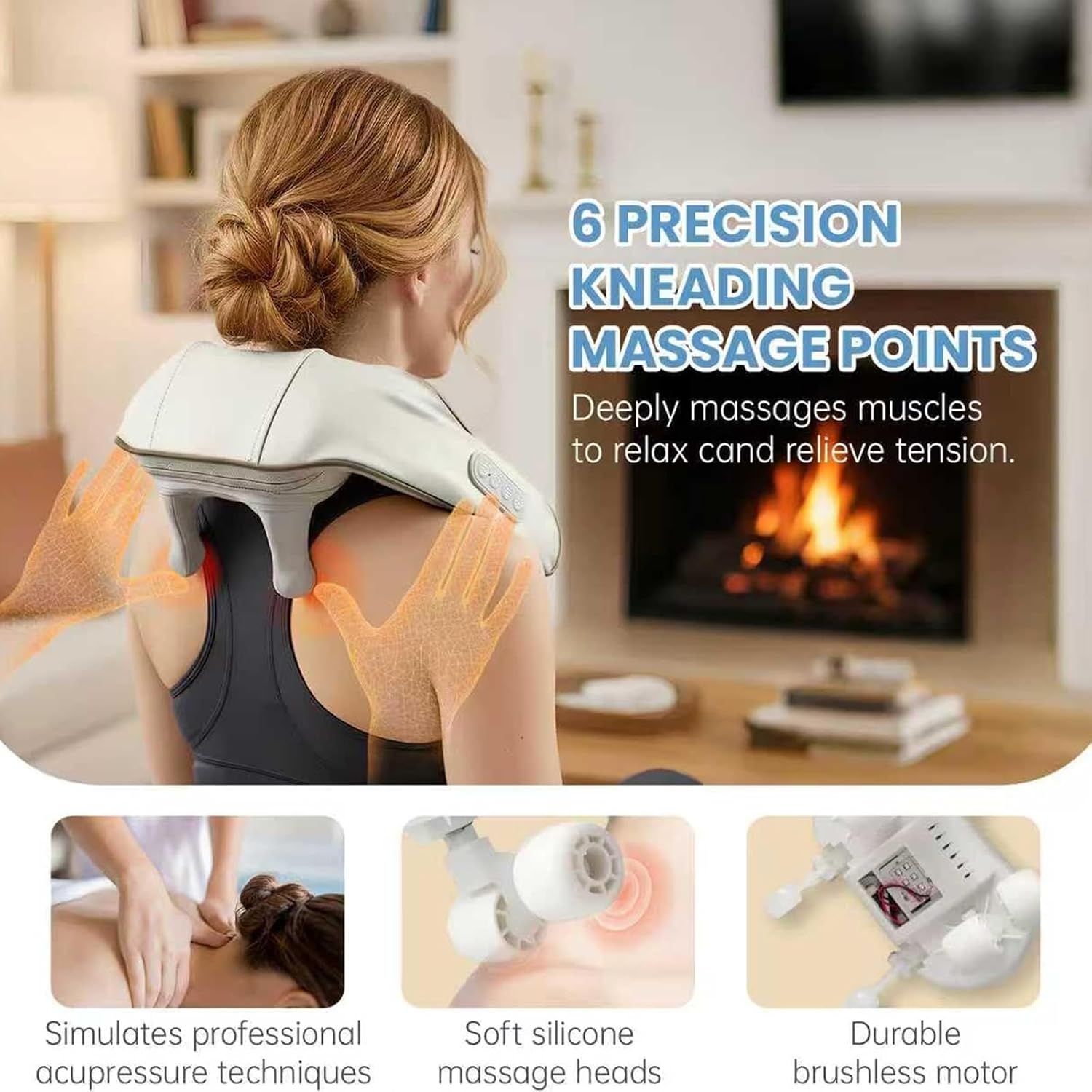 Wireless Neck and Shoulder Massager with Heat-4D Shiatsu Deep Tissue | 42℃ Warm Compress, Portable for Home, Office, Travel, Relaxation & Tension Relief - Image 2