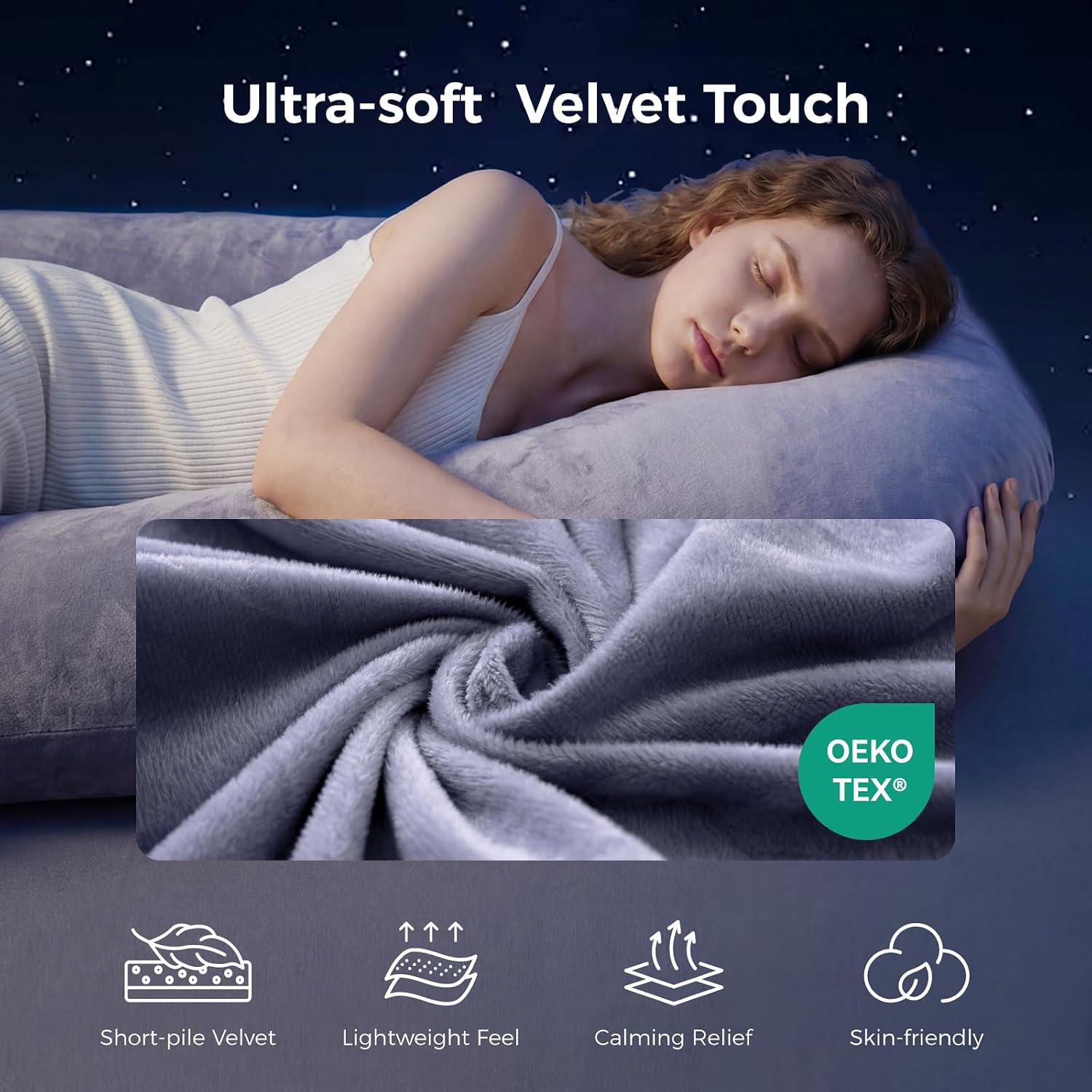 Momcozy Pregnancy Pillow for Sleeping - U Shaped Full Body Maternity Pillow | Removable Cover, Support for Back, Legs, Belly, Hips for Pregnant Women, Side Sleeper, Pregnancy Gifts & Essentials, 57 Inch - Image 4