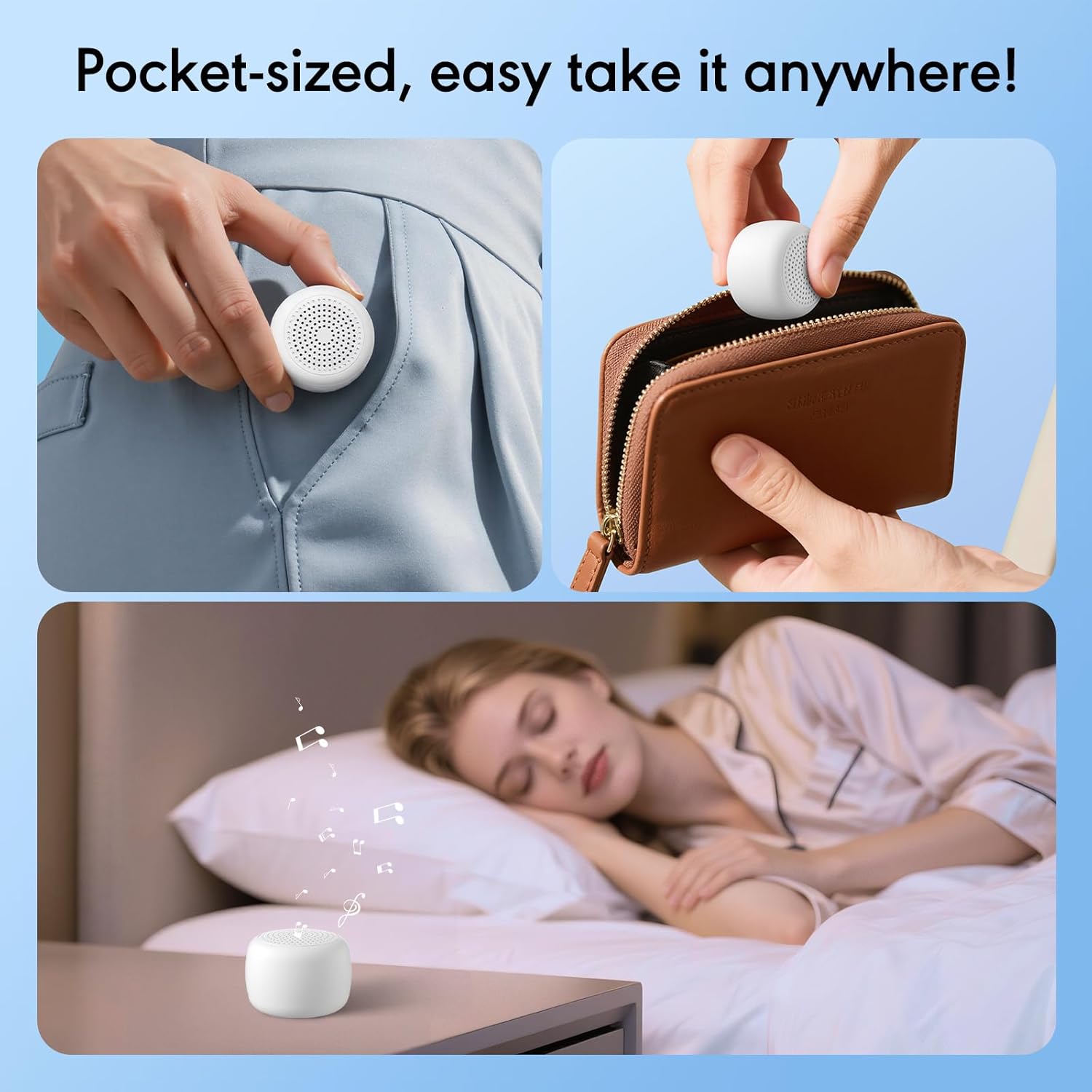 Portable Sound Machine for Baby Adults,Travel Sound Machine,Mini White Noise Machine,16 Non-looping Sounds &Timer, Memory Function,Sleep Sound Machines Perfect for Privacy Hotel Gift (Tiny) - Image 3