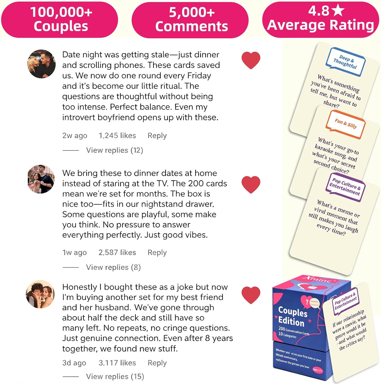 200 Couples Conversation Starter Cards, Prompts for Deeper Connection, Date Night Road Rrip Travels Long Distance Relationship Anniversaries Quality Time - Image 4