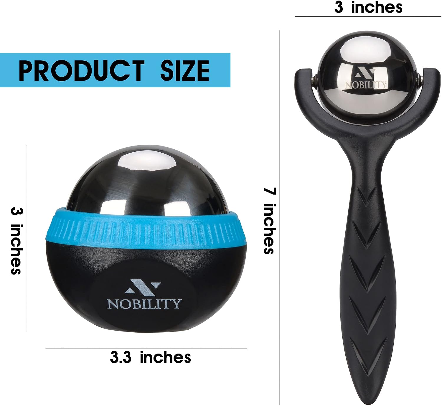 Nobility Massage Ball Roller– Ice Cold and Hot for Deep Tissue and Sore Muscle Relief of Stiffness and Stress, Body, Neck, Back, Foot, Plantar (Black) - Image 3