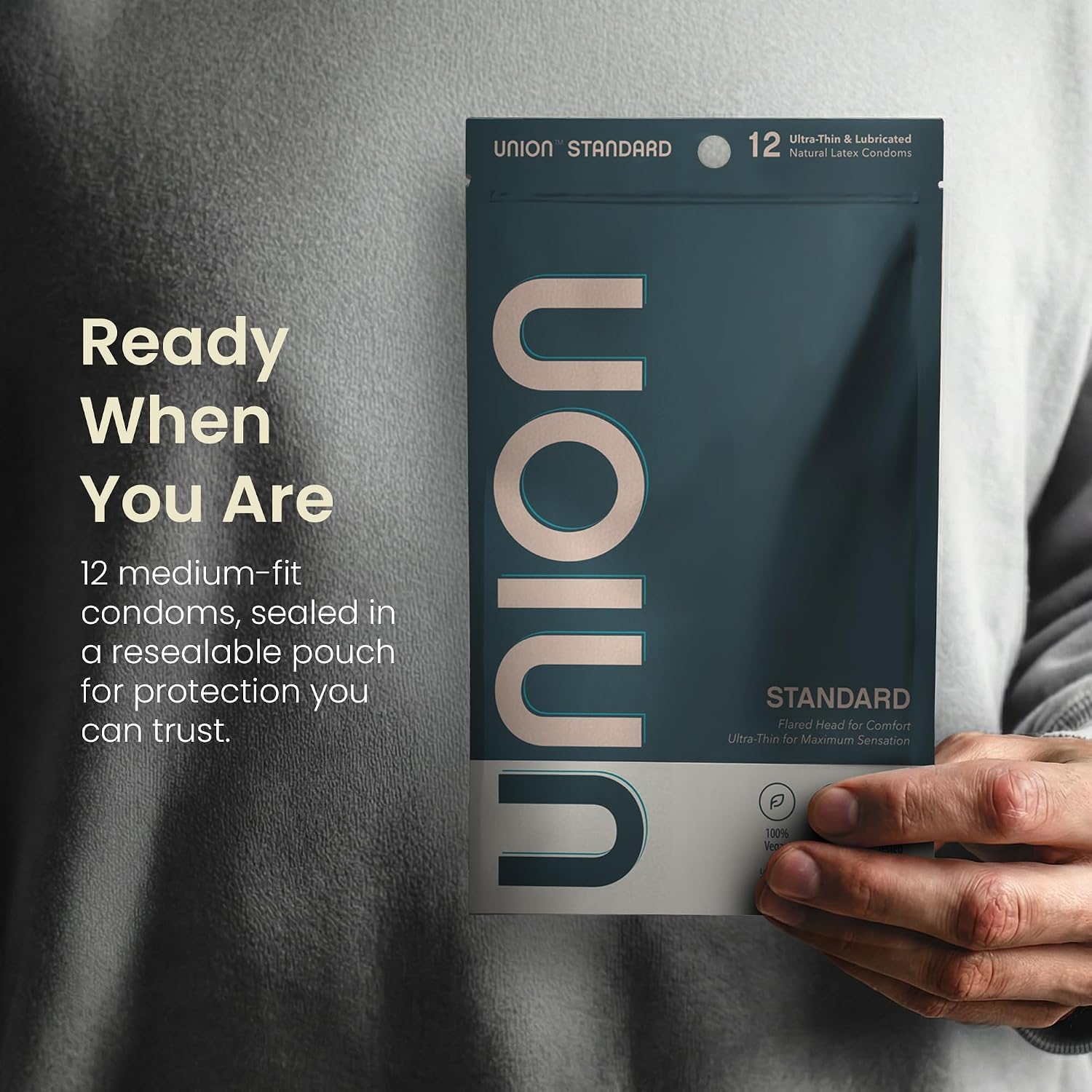 UNION STANDARD Condoms - Ultra-Thin Natural Latex - Medium 54mm, 12 Count | Lightly Lubricated, Vegan-Friendly, Body-Friendly, Medium Size for Natural Feel and Comfort, Flared Head, Flexible Design - Image 6