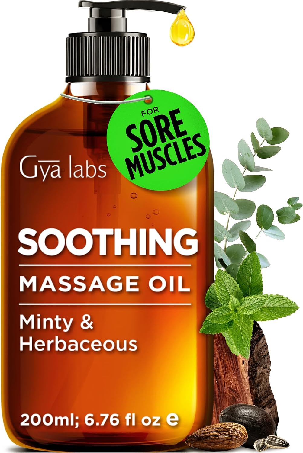 Gya Labs Soothing Massage Oil - 6.76 Fl Oz - Eases Tension and Comforts Tired Muscles for Relaxation, Soothing Massage Oil Hydrates Skin - Non-Greasy Formula, Non-GMO and Cruelty-Free