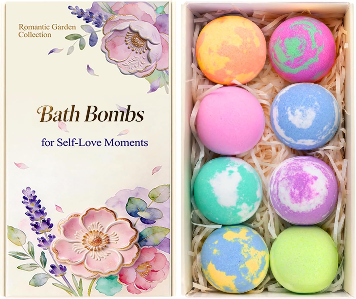 Bath Bomb Gift Set for Women, 8 Pcs Bath Bombs for Girls, Natural Bubble Bathbombs with Essential Oils, Self Care Gifts, Relaxation Spa Gift Basket,Birthday, Mothers Day Gifts for Mom, Wife, - Image 2
