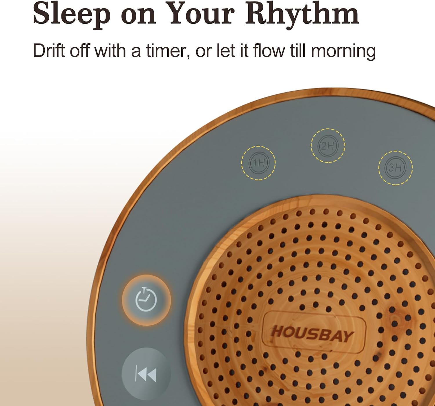Housbay White Noise Machine with 31 Soothing Sounds, 5W Loud Stereo Sound, Auto-Off Timer, Adjustable Volume, Sleep Sound Machine for Baby, Kid, Adult -Wood Grain - Image 4