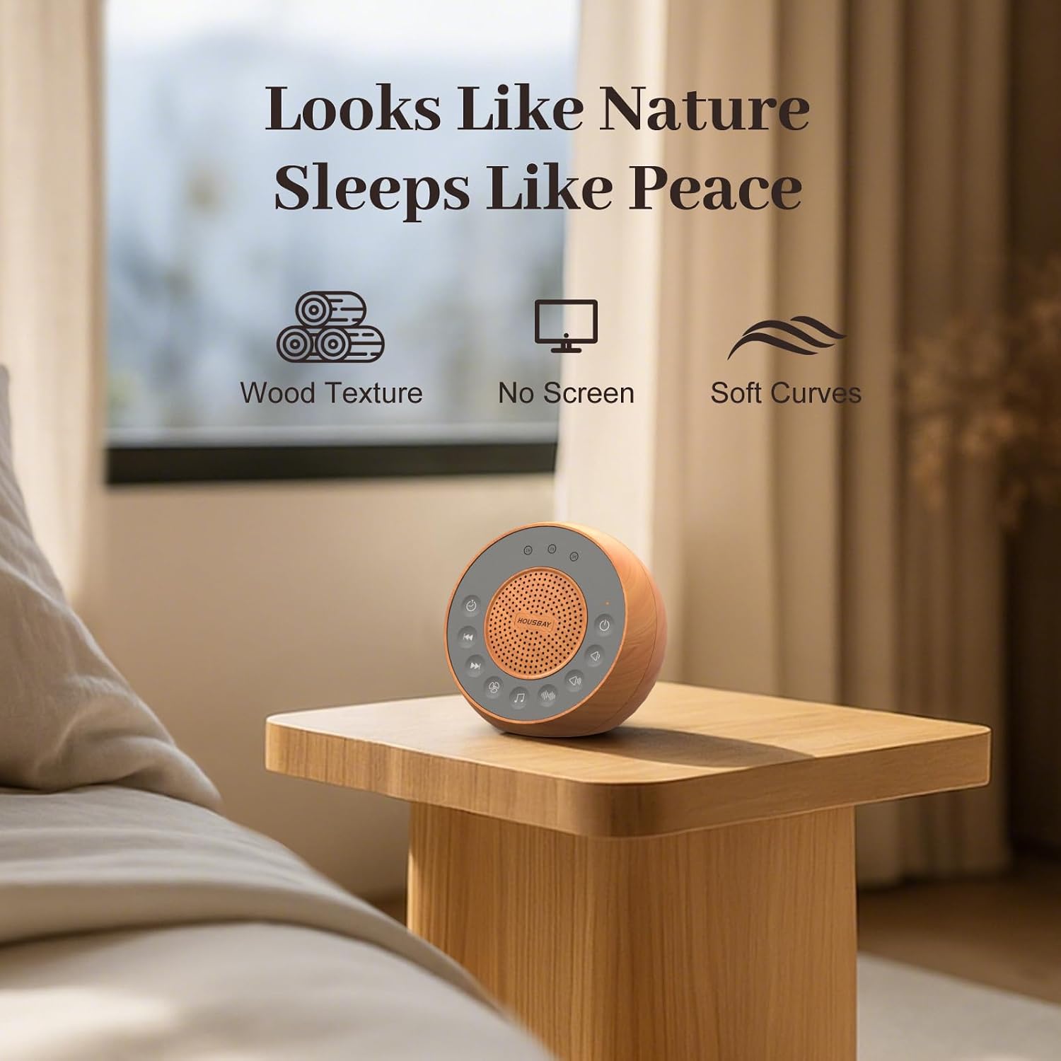 Housbay White Noise Machine with 31 Soothing Sounds, 5W Loud Stereo Sound, Auto-Off Timer, Adjustable Volume, Sleep Sound Machine for Baby, Kid, Adult -Wood Grain - Image 6