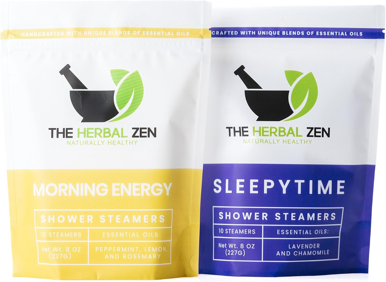 The Herbal Zen Shower Steamers Aromatherapy Gift for Women & Men - 20 Ct | Morning Energy + Sleepytime Combo | Soothing Shower Bomb Tablets | Natural Essential Oils for Energy & Relaxation | USA Made
