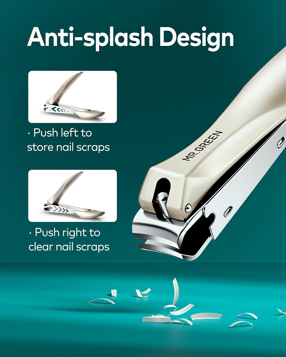 MR.GREEN 4Pcs Nail Clipper Set, Anti-Splash Upgraded Nail Clippers Kit | German Stainless Steel, Nail File+Tweezers Included, Unique Catcher, Exquisite Leather Case, for Men Women Home Travel Gift - Image 2