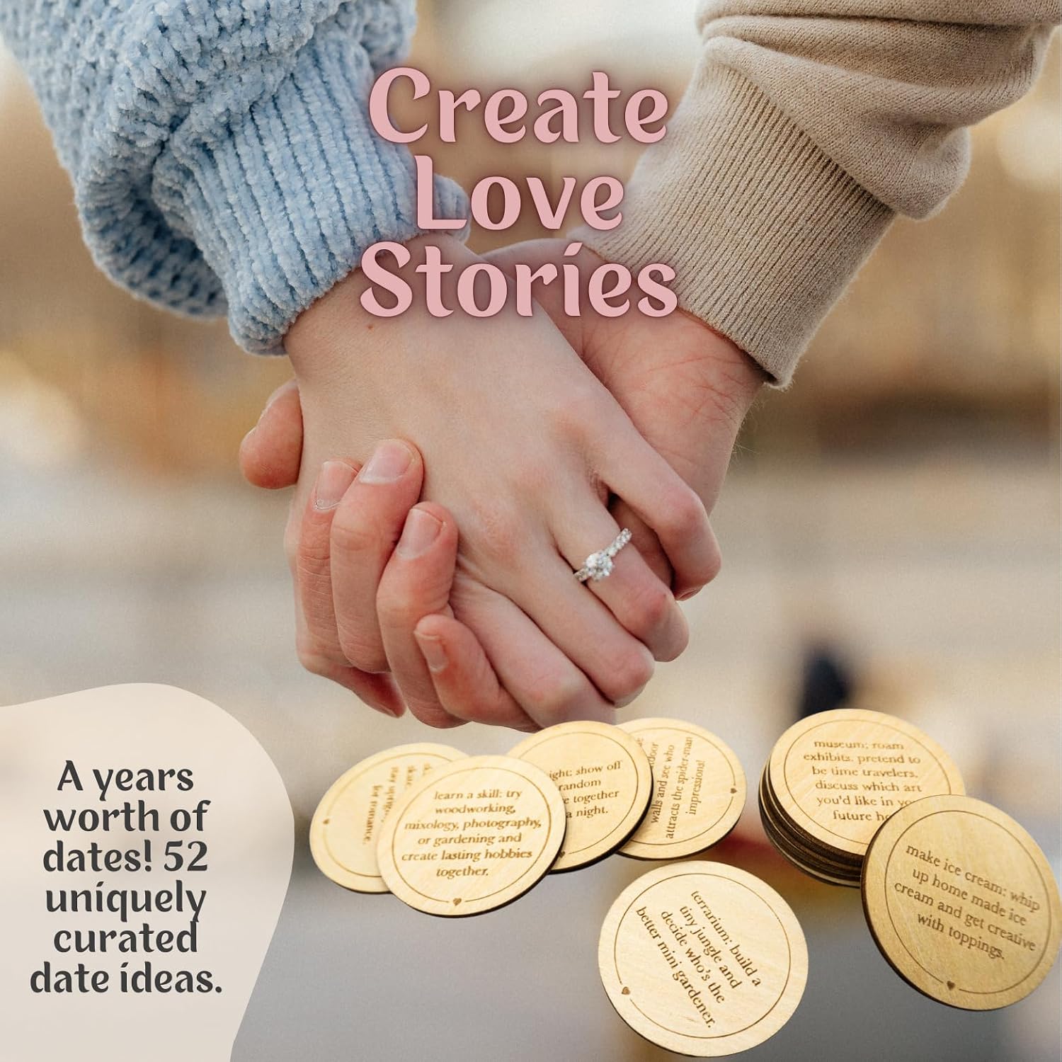 Date Night Box Game - 52 Romantic Date Ideas + 4 Personalized Dates & Decision Maker Coin - Fun Gift for Couples, Anniversaries, Weddings, Bridal Showers Bachelorette Parties, Him & Her, Anniversary - Image 5