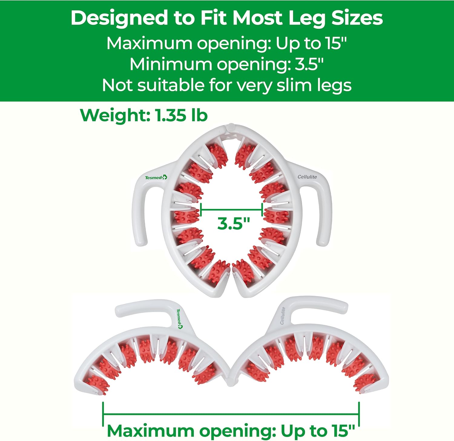 TESMED Cellulite Manual Massager Roller for Thighs and Buttocks | Made in Italy and patented, with converging and diverging roller technology for targeted anti-cellulite massage. - Image 7