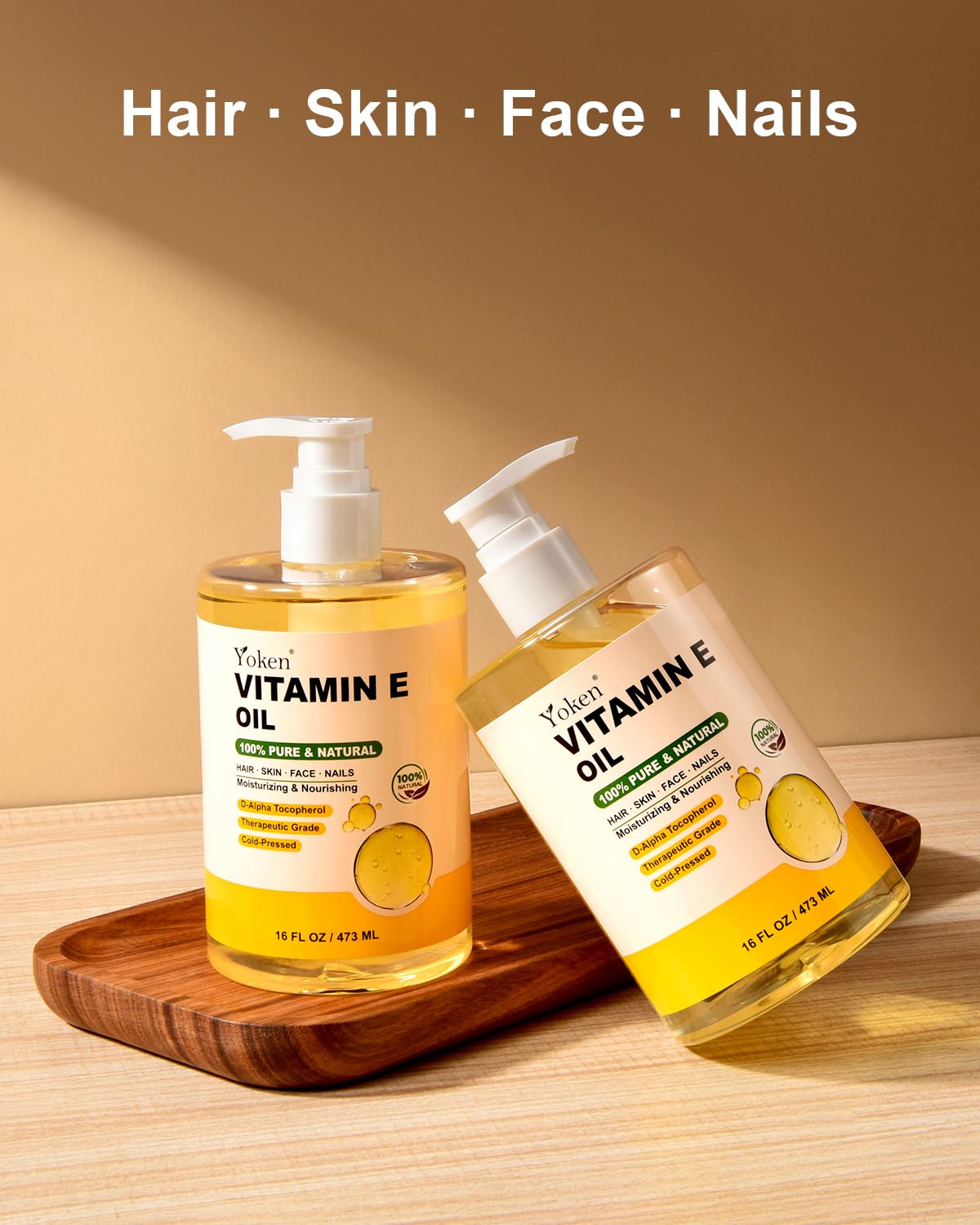 Yoken Vitamin E Oil for Skin 16 Oz Body Bath DIY oils for Face Cold Pressed | Pure D-Alpha Tocopherol Liquid Vitamina Nails Vit e Women Moisturizing Dry Skin Unscented Carrier Oil Hydrate Hexane Free - Image 5