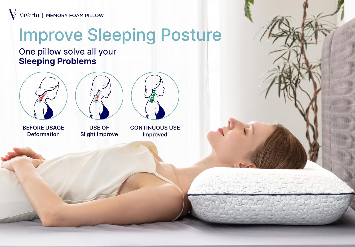 King Size Memory Foam Pillows - Firm Pillow - King Size 1-Pack | Memory foam pillow - Back stomach & side sleepers - Shoulder & back pain relief -Cooling pillow washable bamboo viscose cover - Image 5