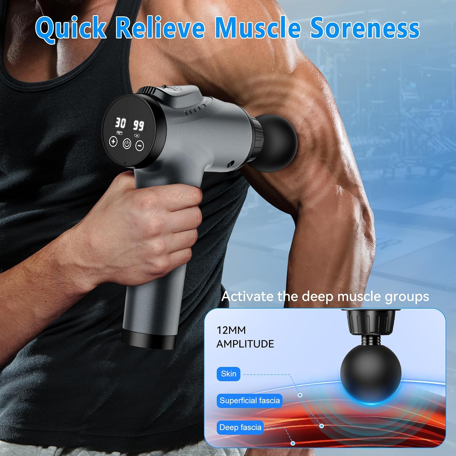 APHERMA Massage Gun, Muscle Massage Gun for Athletes Handheld Electric Deep Tissue Back Massager, Percussion Massage Device for Pain Relief with 30 Speed Levels 9 Heads - Image 6