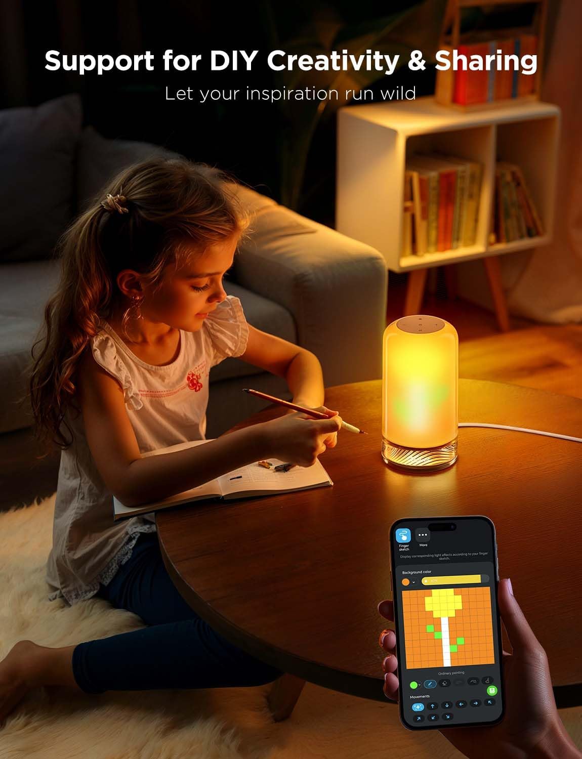 Govee RGBIC Smart Table Lamp 2, Touch Bedside Small Table Lamp (Corded) | LED Desk Lamp Compatible with SmartThings, Matter, Alexa, Nightstand Lamp for Bedroom Living Room Night Light, 64 Scene Modes - Image 6