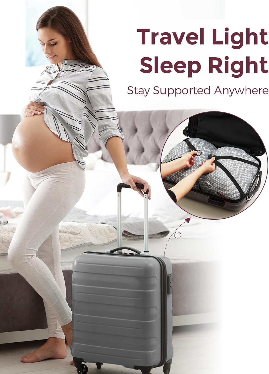 Momcozy Portable Pregnancy Pillow - Adjustable W Shaped Maternity Pillow | Wedge Pillow for Back, Belly and Hip Support for Pregnant Women, Space-saving Ideal for Traveling, Breathable Removable Cover - Image 3