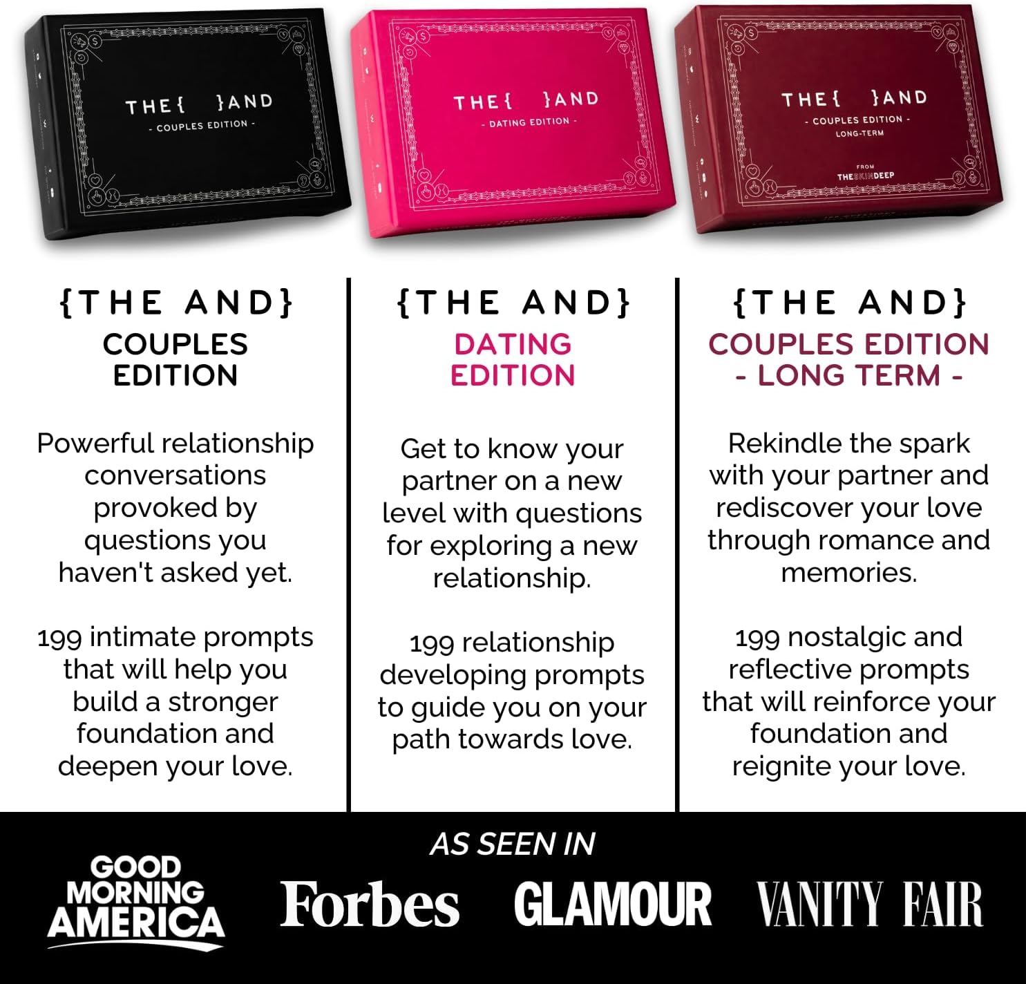 {THE AND} Couples Edition - 199 Meaningful Conversation Cards for Couples - Questions to Deepen Connection & Build Relationships - Date Night Card Game for Adults By The Skin Deep - Image 8