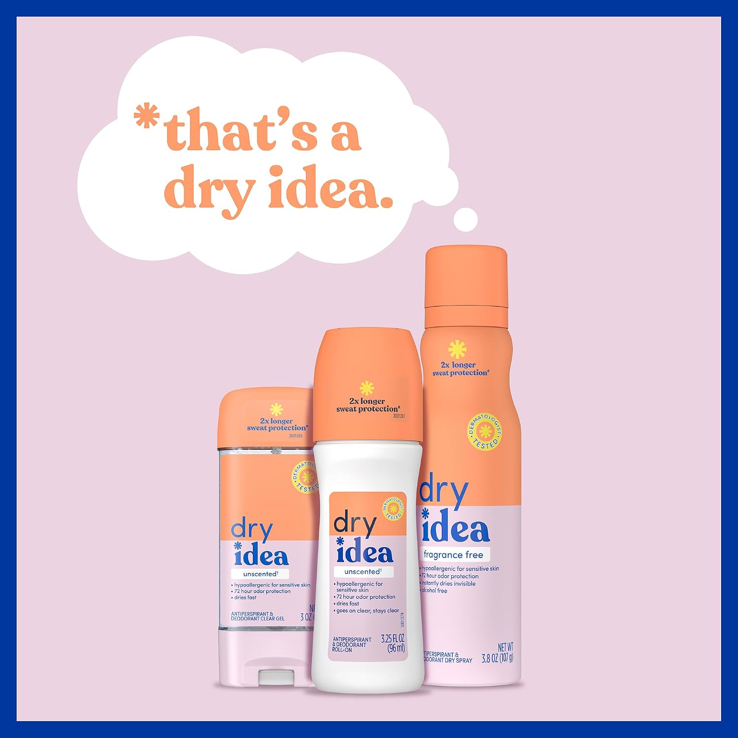 Dry Idea Gel Deodorant & Antiperspirant for Women - Hypoallergenic for Sensitive Skin, 2X Longer Sweat Protection*, 72Hr Odor Protection, Unscented, Womens Deodorant, 3 oz (Pack of 6) - Image 8