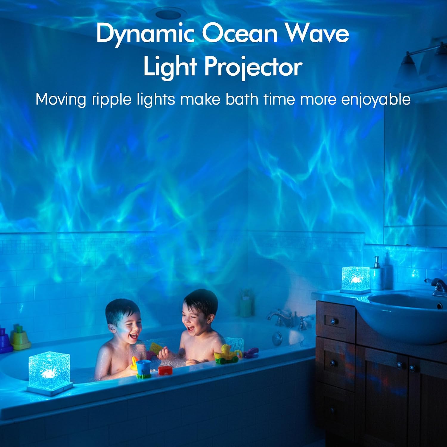 Waterproof Shower Light, Rechargeable Shower Lamp with 16 Color Changeable | Wireless Bathroom Lamp Mood Lighting with Touch & Remote Control, LED Ocean Wave Projector Light for Inside Shower, Bedroom - Image 5