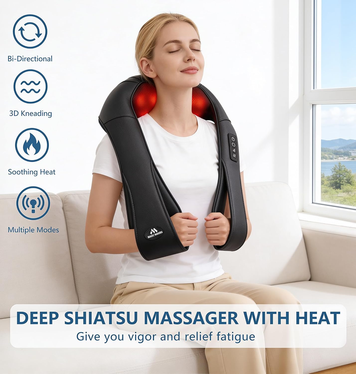 Neck Massager for Pain Relief Deep Tissue with Heat, Gifts for Women Men | Shiatsu Back and Shoulder Massage, Mothers Day Gifts for Mom Wife, Christmas, Fathers Day Dad Gifts for Husband, NOT Cordless - Image 3