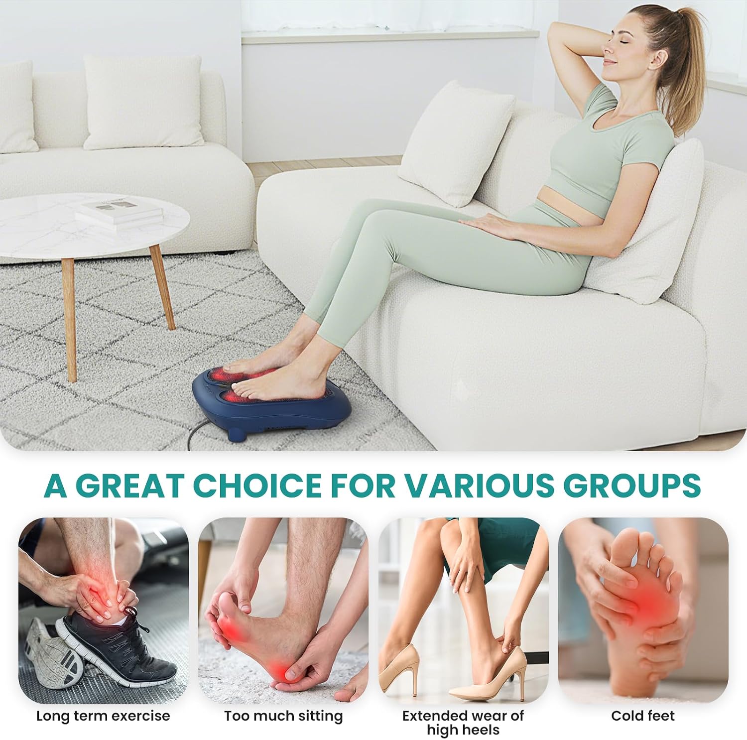 Nekteck Shiatsu Foot Massager with Heat for Neuropathy, Plantar Fasciitis | HSA Eligible FSA Electric Foot Massager Machine for Pain Relief and Circulation, Ideal Gifts for Women Man Her Him Dad - Image 8