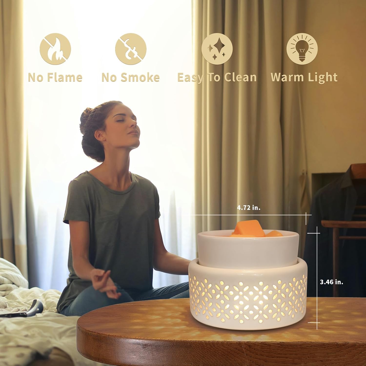 VICTORIA AROMA Ceramic Wax Melt Warmer - LED Night Light Candle Wax Warmer for Scented Wax, Electric Fragrance Wax Melter for Home, Office, Bedroom Decor, and Gifts - Image 3