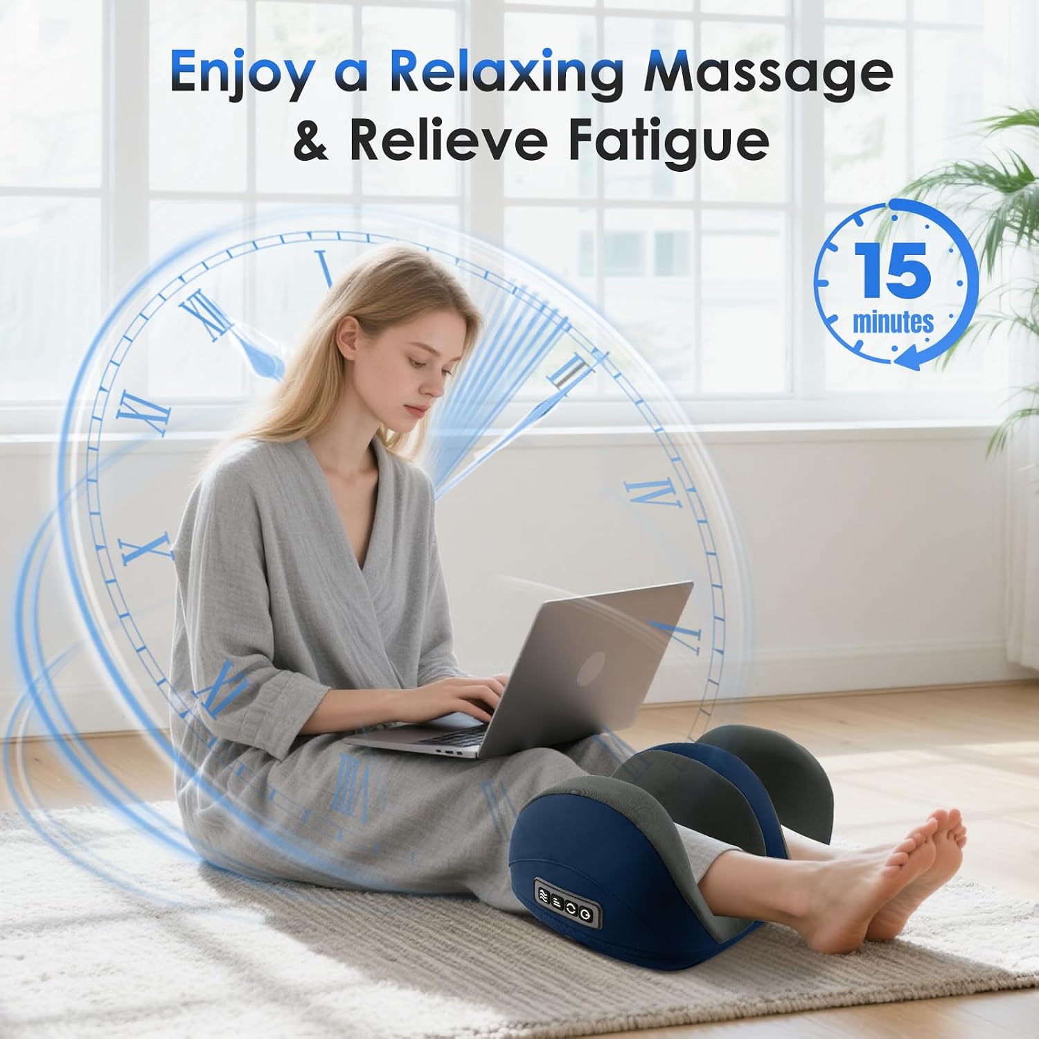 Shiatsu Foot Massager, Foot and Calf Massager with Heat, Blue | 3 Intensity Levels, Heating, Auto Shut Off, for Feet, Calves, Arms and Ankles, for Plantar Fasciitis, Pain Relief - Image 6