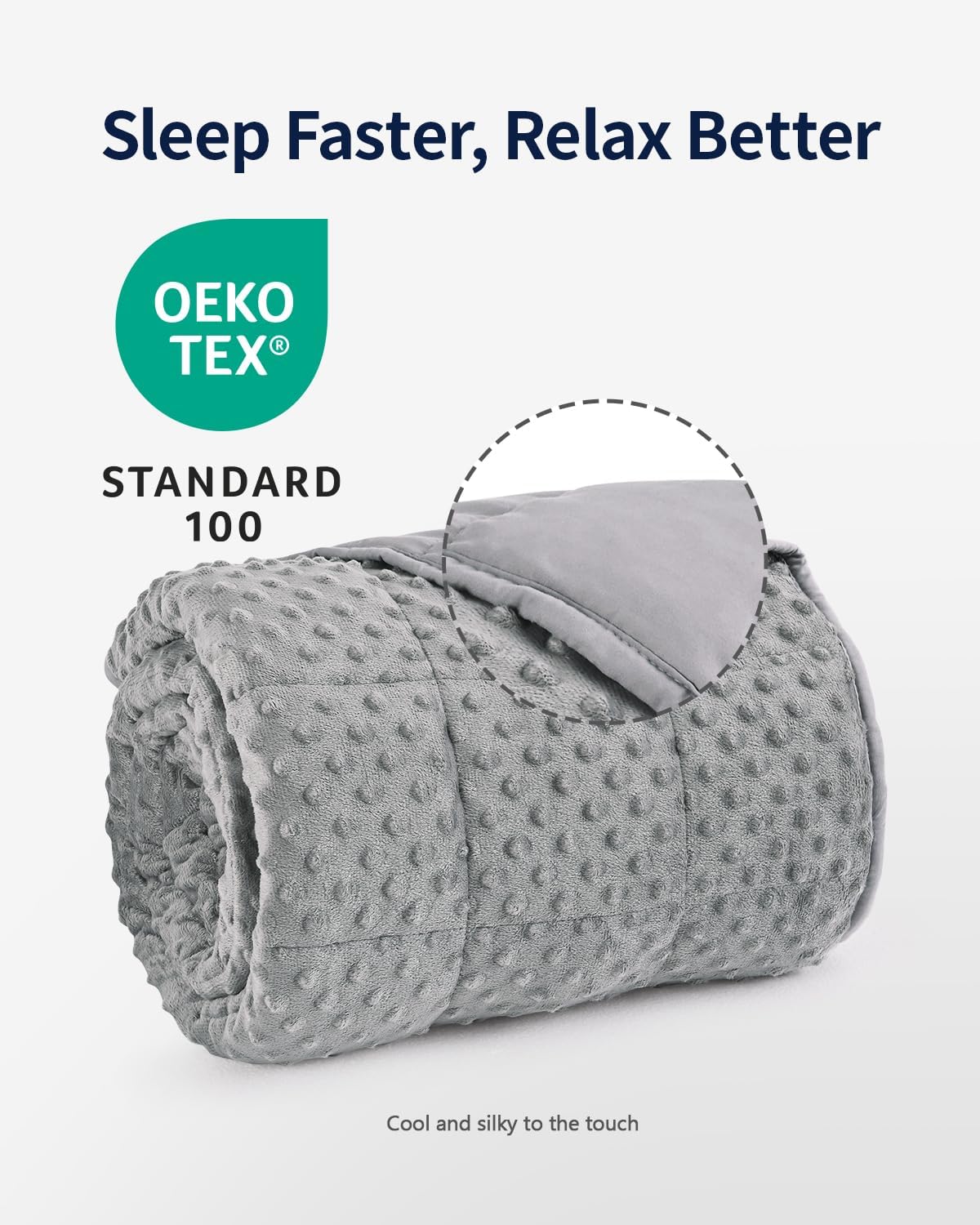 Mr. Sandman Weighted Blanket for Adults, Queen Size 15 lbs, 60 x 80 Inches | Cooling Soft Minky for Hot Sleepers; Machine Washable; Filled with Glass Beads; Heavy Bed Throw for Sleep; Grey - Image 5