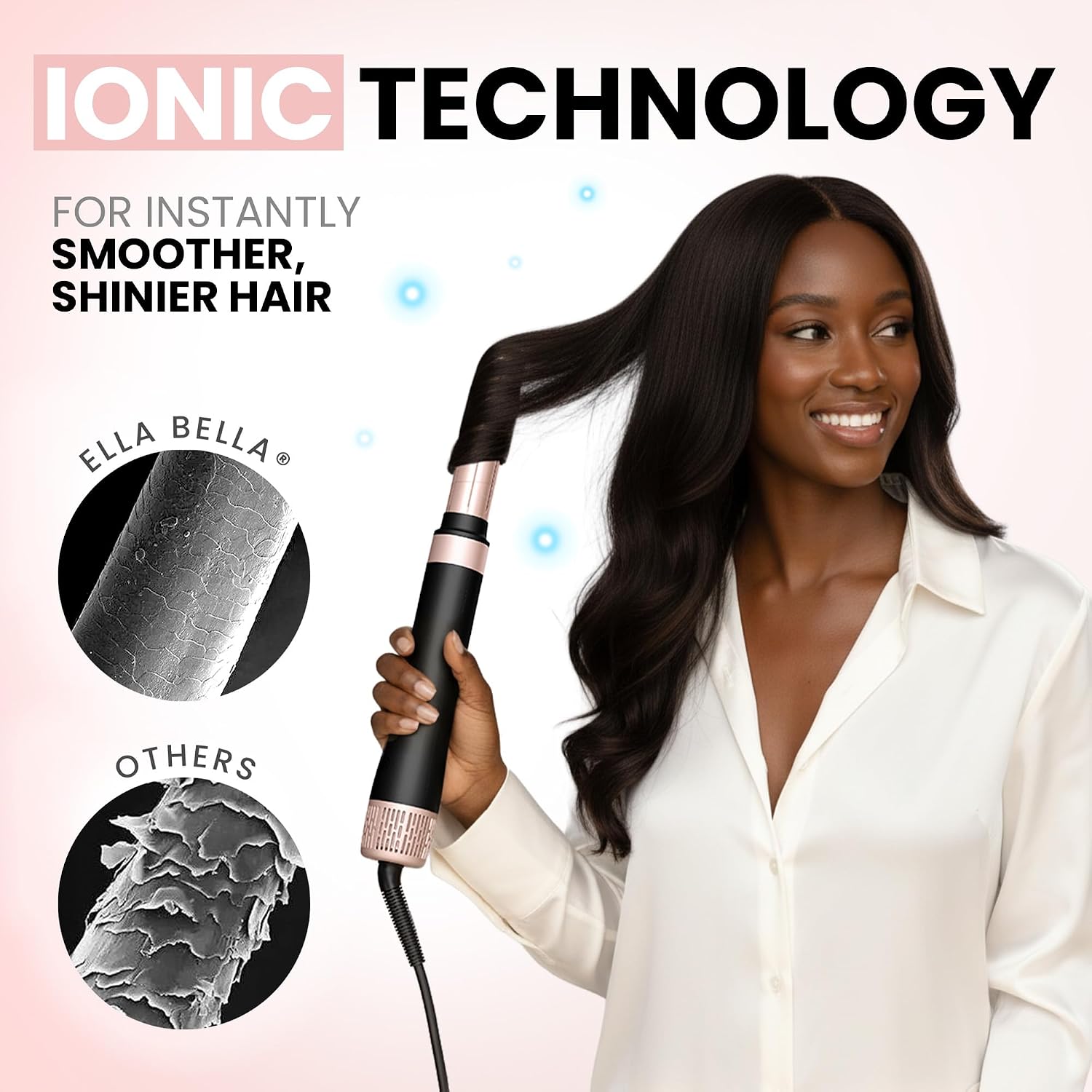 ELLA BELLA® 6 in 1 Professional Hot Air Styler & Straightener, Fast Drying | Powerful Hair Dryer Set - Styling Without Heat Damage. Curling, Volumizing. Includes Protective Travel Case - Image 5