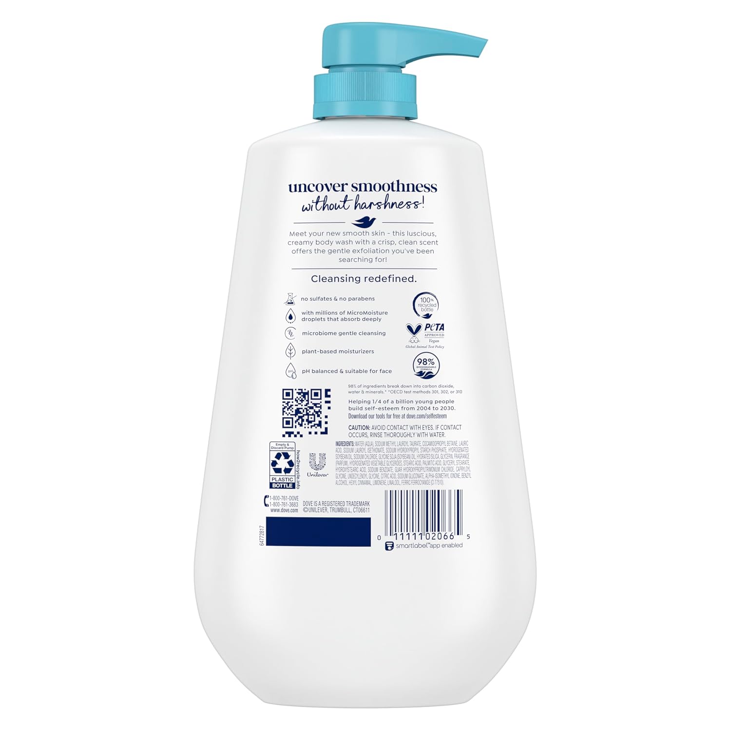 Dove Body Wash Body Wash Gentle Exfoliate Sea Minerals 30.6 oz Sulfate Free | Dove Gentle Exfoliating Body Wash buffs away dull skin w. exfoliating beads & MicroMoisture technology for smooth, soft skin. - Image 2