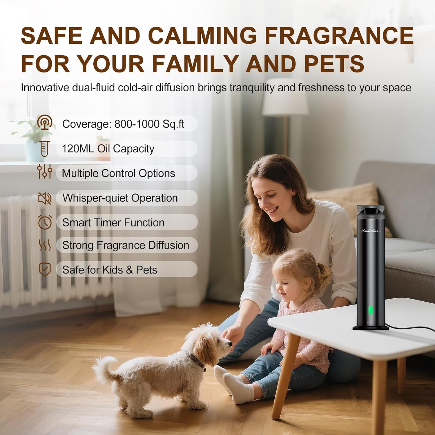 Waterless Scent Diffuser Starter Kit – 1000 Sq Ft Coverage, Suitable for Home & Hotel Series Diffuser, Includes 5 Scent Oils, Remote Control, Large Room Essential Oil Diffuser, Ultra Black - Image 2