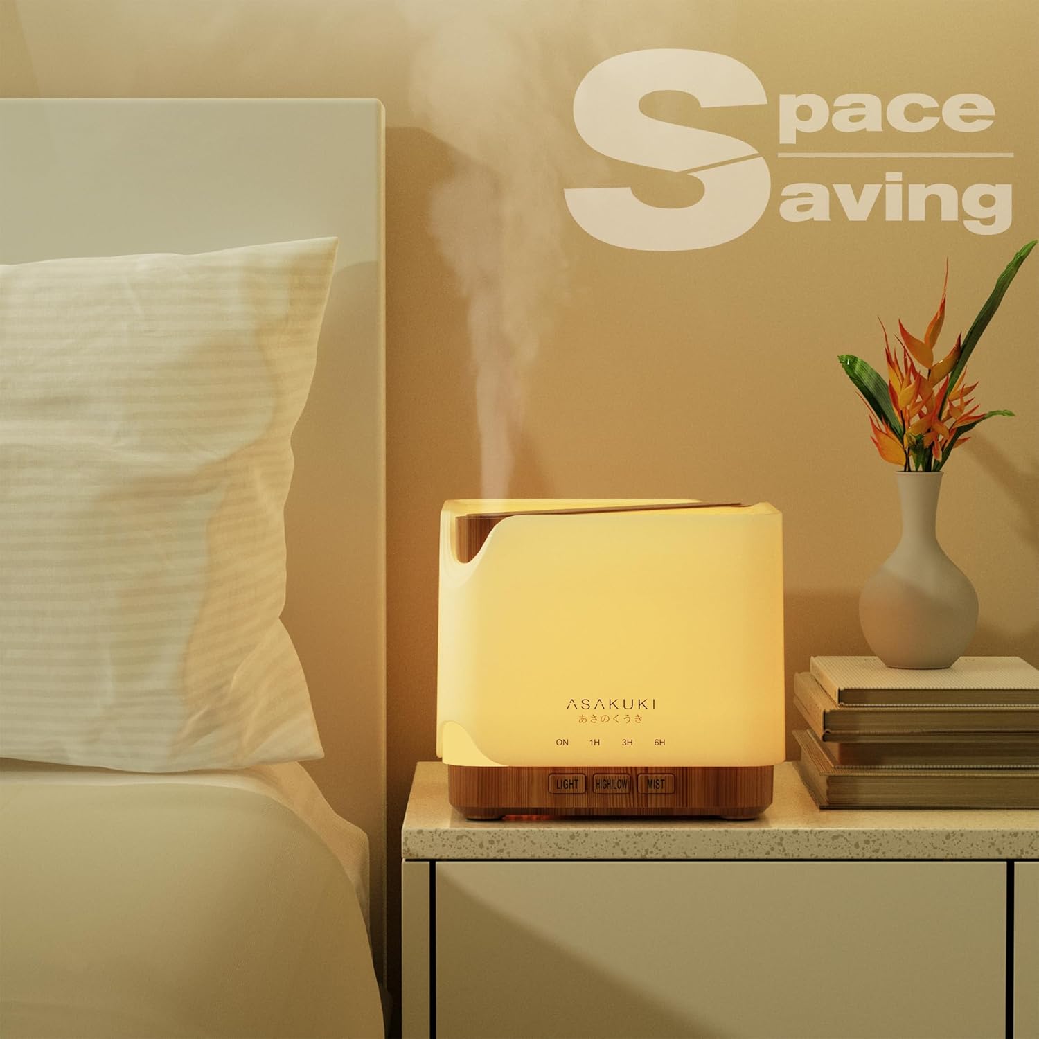 ASAKUKI Essential Oil Diffuser for Home Large 700 ml Humidifier | Automatic Shut-Off, Scent Aromatherapy Diffuser with 7 LED Lights for Living Room, Kitchen, Bedroom, Hotel - Yellow - Image 4