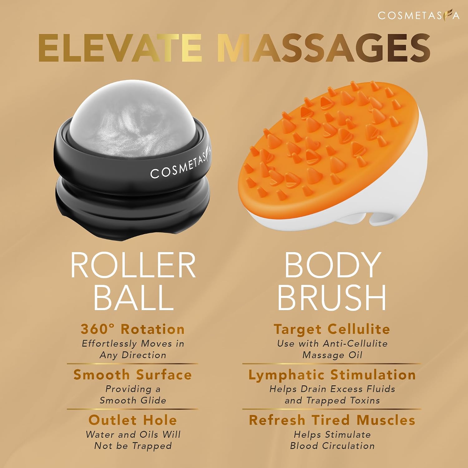 Cosmetasa Body Massage Oil Therapy Kit – Arnica & Lavender Oil for Relaxation and Sore Muscles – Includes Anti-Cellulite Oil, Roller Ball & Mitt for Firming Skin – Spa Gift Set for Women & Men - Image 6