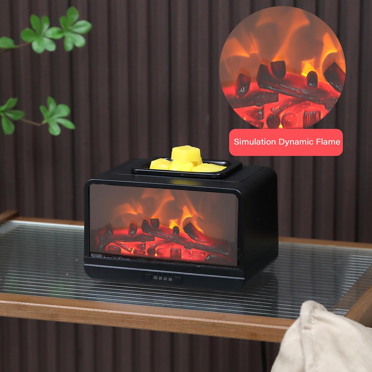 MeplLivs Dynamics Flame Fireplace Electric Wax Melt Warmer PTC Heating Plate Monochromatic Wax Burner Fragrance Wax Warmer for Home Office Gifts & Decor(Black) - Image 4