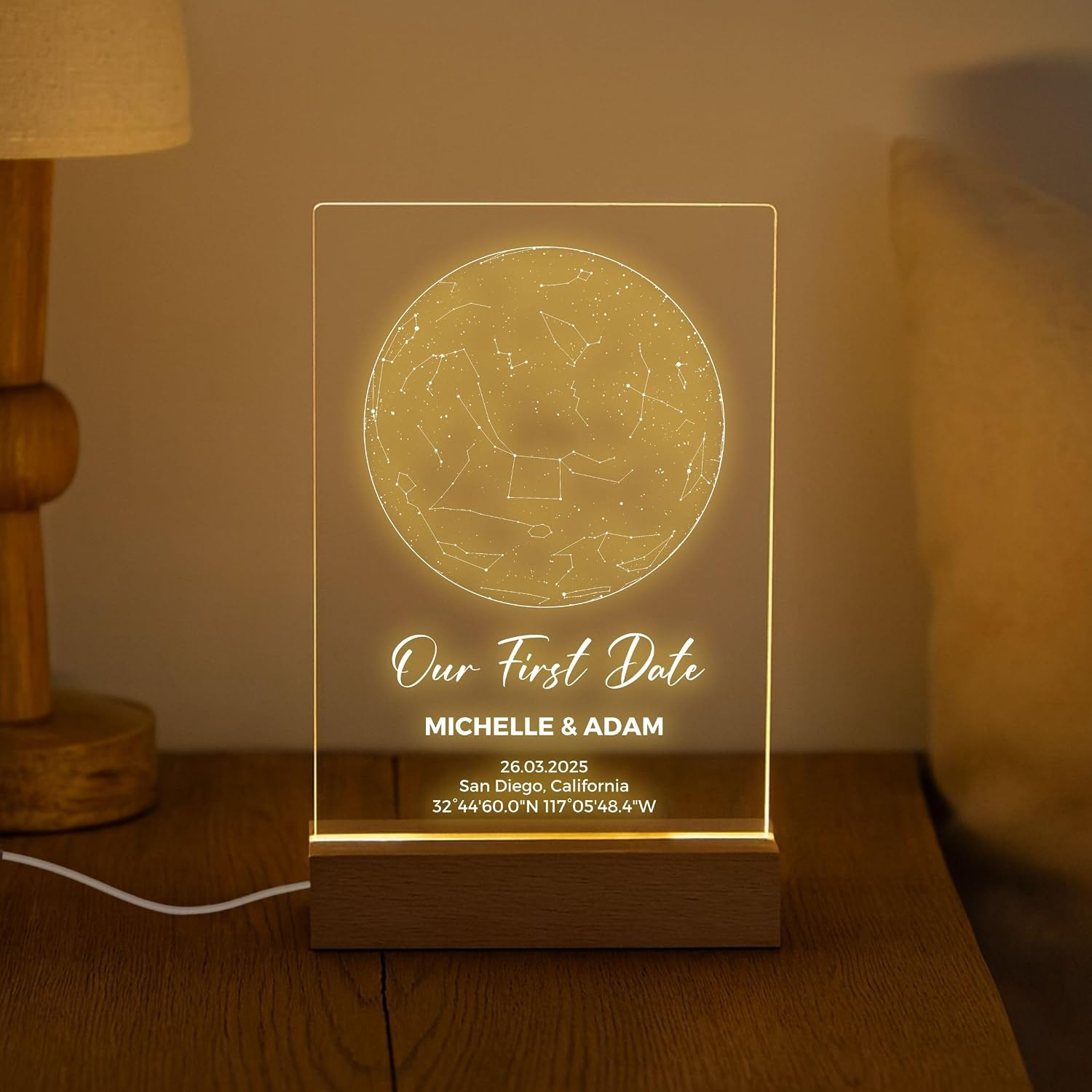 Custom Star Map by Date - Personalized Constellation Map Night Light Wedding Date Night Anniversary Couple Gifts for Him Custom StarChart, Valentines Day - Image 6