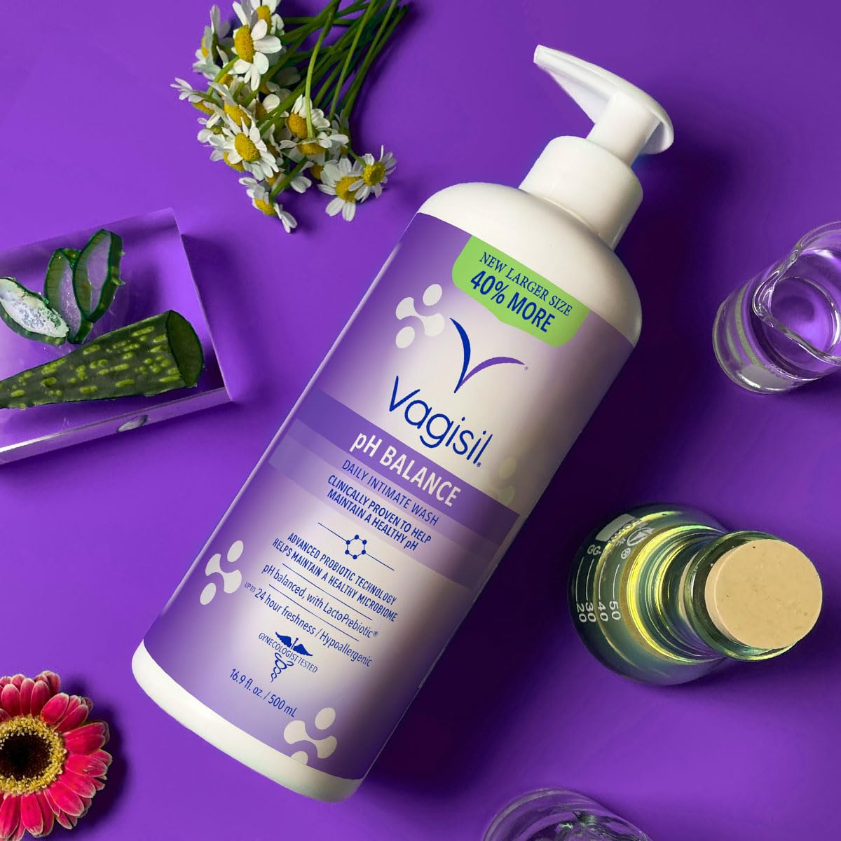 Vagisil pH Balance Feminine Wash, LactoPrebiotic, Gentle, 16.9 Fl Oz | pH balanced feminine wash with LactoPrebiotic for healthy microbiome. Gynecologist tested, hypoallergenic, value-size. - Image 4