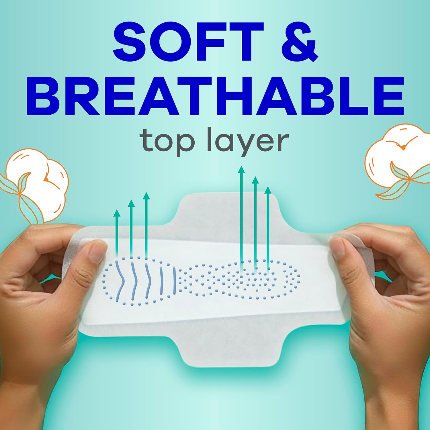 Always Pure Cotton, Organic Cotton top Layer Pads for Women with Wings, Feminine Care, Period, Menstrual, Sanitary, Postpartum, toallas sanitarias para Mujer, Size 2 Heavy Absorbency, Unscented, 72ct - Image 6