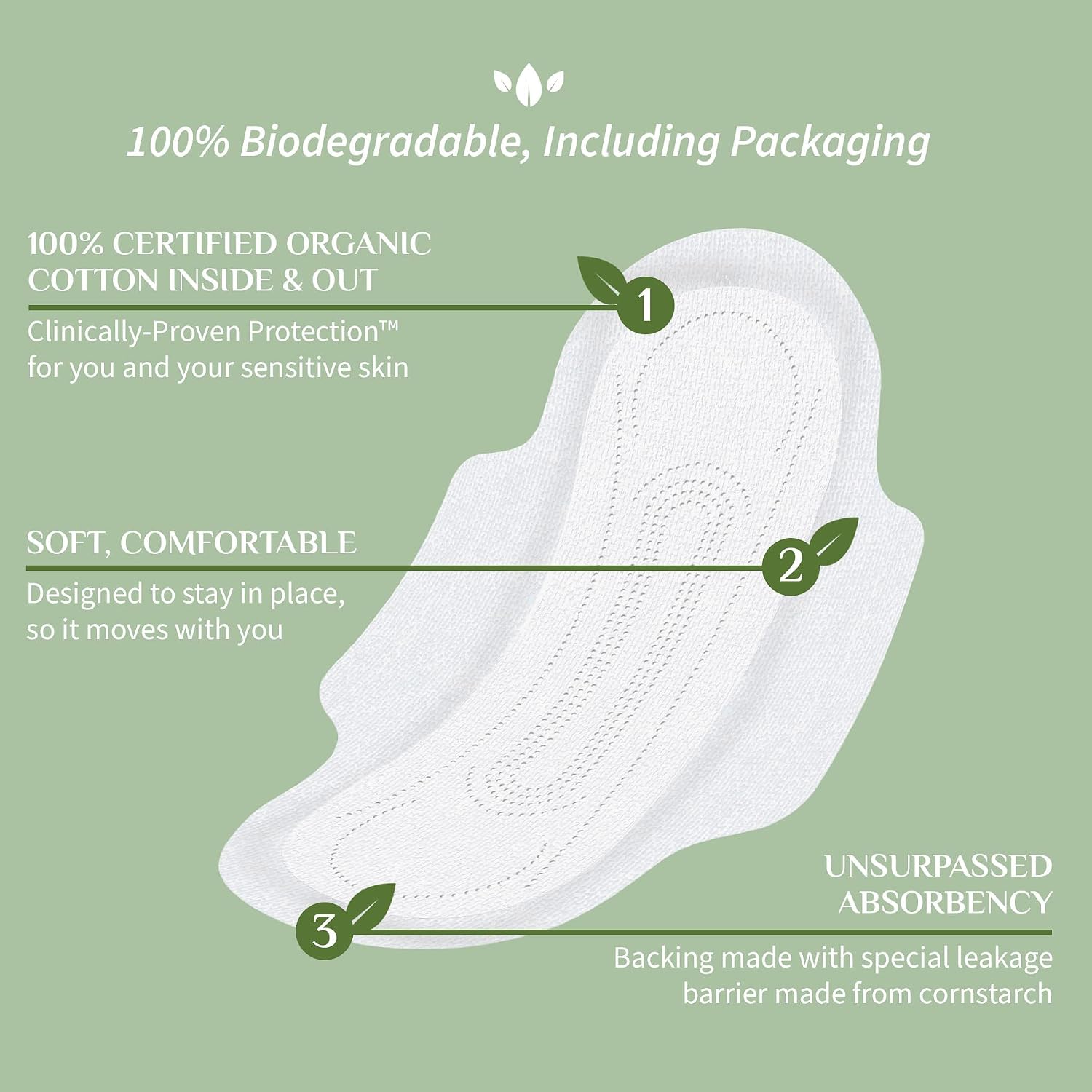 Organyc - 100% Certified Organic Cotton Feminine Pads - Heavy Flow, 10 Count (Pack of 1) (B003ART1JG) - Image 6