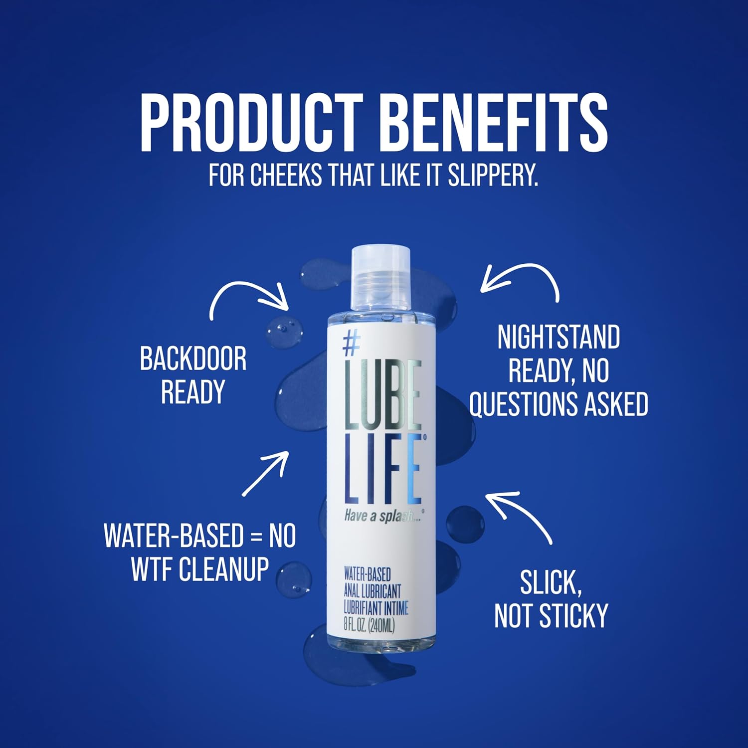 LUBELIFE Water Based Anal Lube, Personal Lubricant Toy Safe, 8 fl oz | Regular anal lube gel for privacy, non-sticky water-based formula, toy and condom compatible, smooth confident glide - Image 5