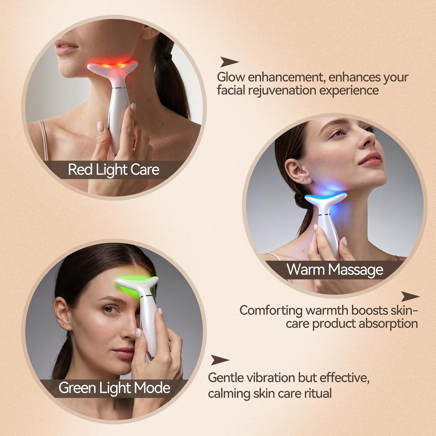 Neck Face Massager Tool, 3-in-1 Portable Facial Massager, Face Sculpting Tool at Home for Skin Care with Vibration (White) - Image 3