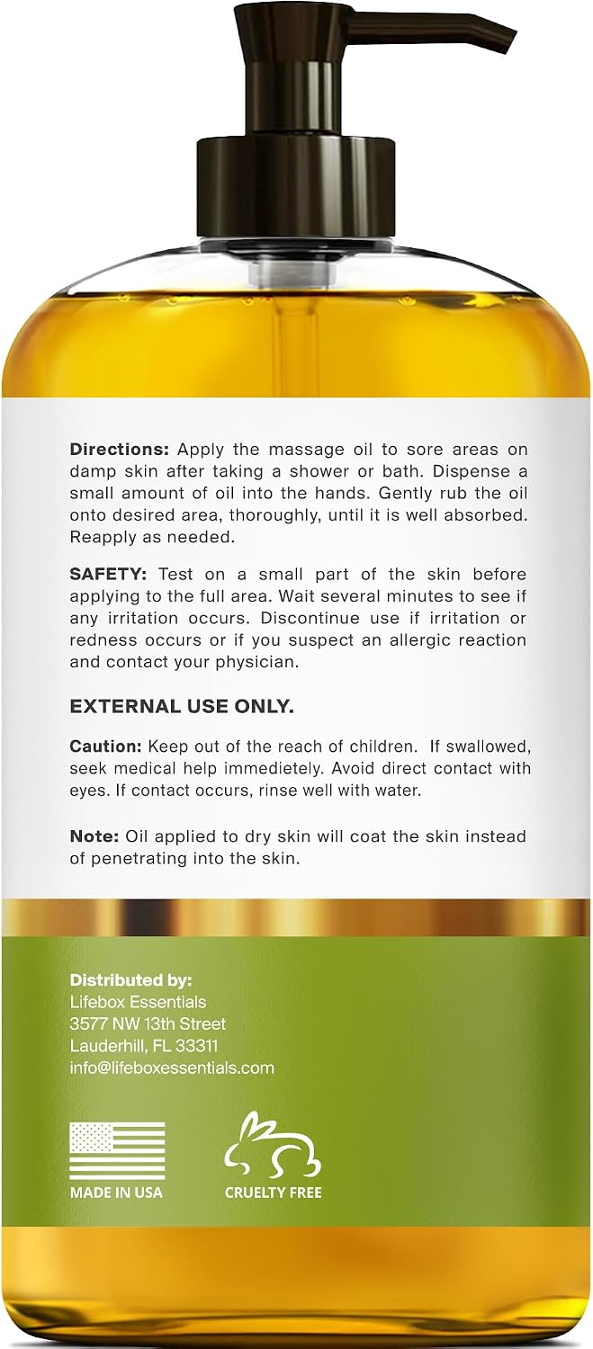 Arnica Sore Muscle Massage Oil – 100% Pure & Natural - Massage Therapy for Muscles & Joints – Body Oil Infused with Arnica Extract, Lavender Oil, Peppermint Oil & Chamomile Oil – 8 FL OZ - Image 2