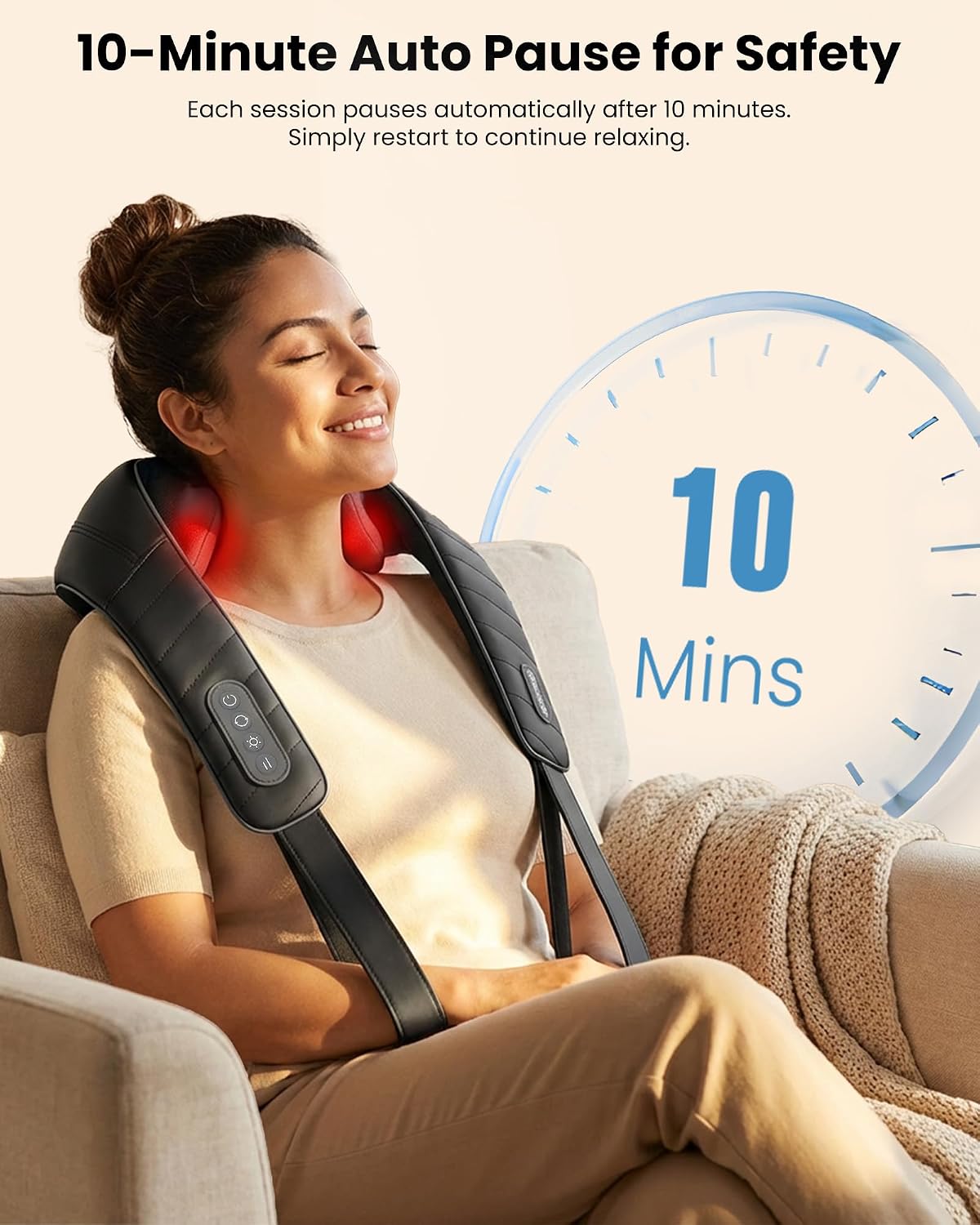 COMFIER Cordless Neck and Shoulder Massager with Heat, Wearable 4D Shiatsu Deep Tissue Kneading for Desk Workers and Drivers, Hands-Free Straps, FSA Eligible HSA Gift,Midnight Black - Image 6