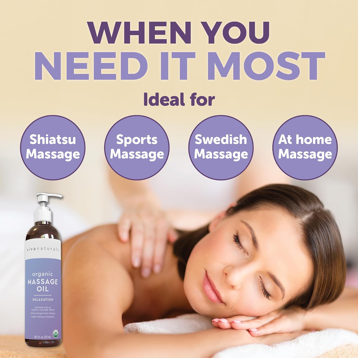 Viva Naturals Organic Massage Oil, Lavender Scented, 8 fl oz (237 mL) – Non-Greasy, Certified Organic Massage Therapy Oils - Image 7