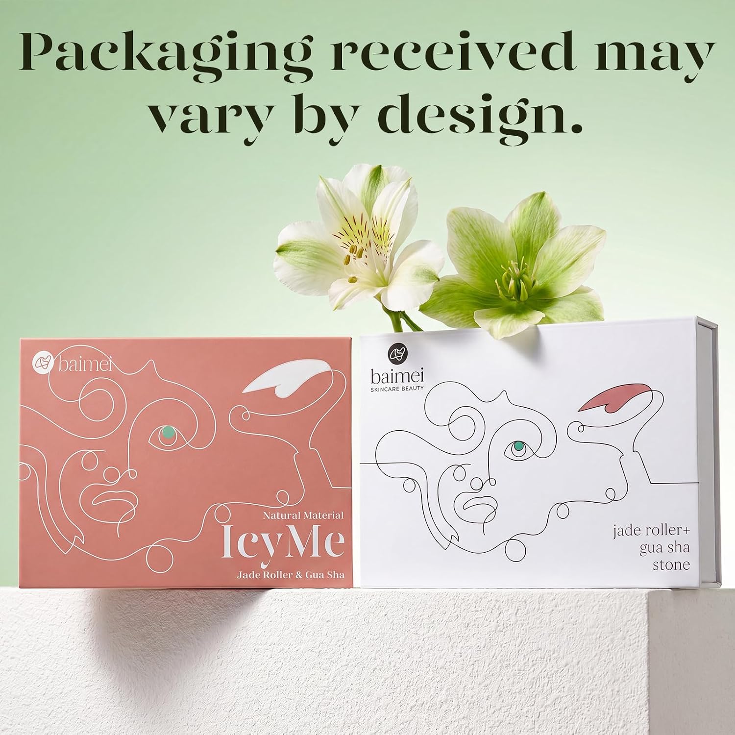 BAIMEI IcyMe Jade Face Roller & Gua Sha Set,Self Care Gifts for Women | Facial Beauty Skin Care Tools for Home Spa & Travel Use, Cooling and Smoothing, Reduce Puffiness & Jawline Definition - Green - Image 9