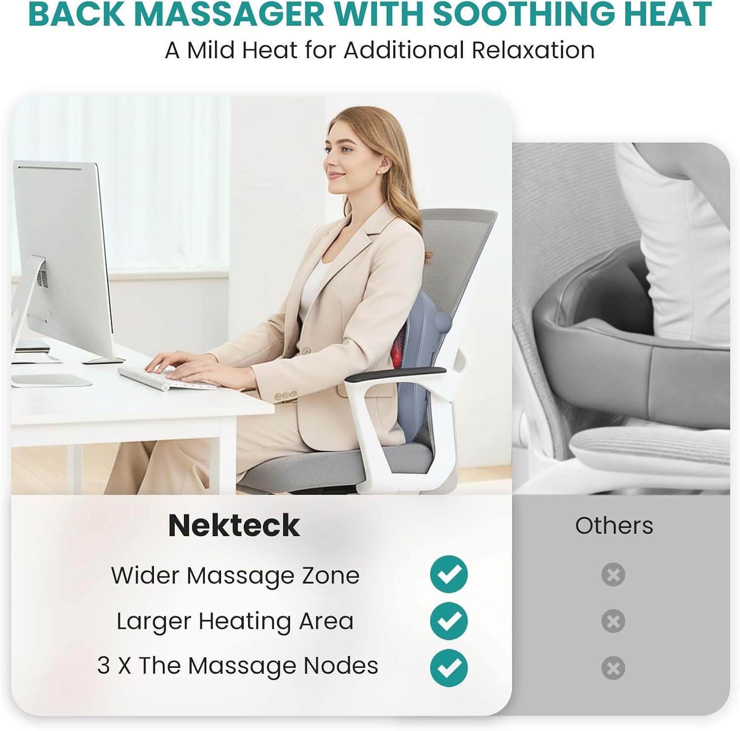 Nekteck Shiatsu Foot Massager with Heat for Plantar Fasciitis | HSA Eligible FSA Heated Electric Kneading Foot Massager Machine, Heat Function and Power Cord, Idea Gifts for Him Her Man - Image 6