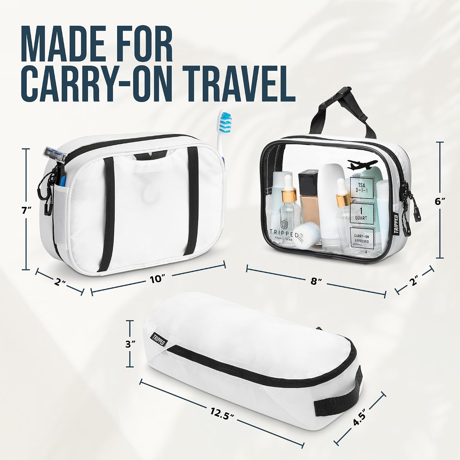 TRIPPED Travel Gear 3-Piece Travel Toiletry Bag Set | Includes Hanging Toiletry Bag, 311 TSA Liquid Bag, and Accessory Organizer Pouch with Lightweight Ripstop Construction - Image 6