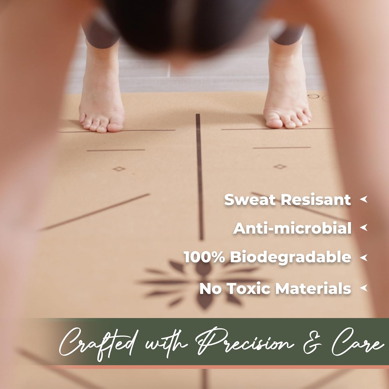 Y O Gayo Premium Yoga Cork Mat | 5mm Thick Natural Tree Rubber Base and Bigger Mat for Extra Support, Alignment lines for Guidance | Non-Slip, Sustainable, Your Ultimate Yoga Companion - Image 5