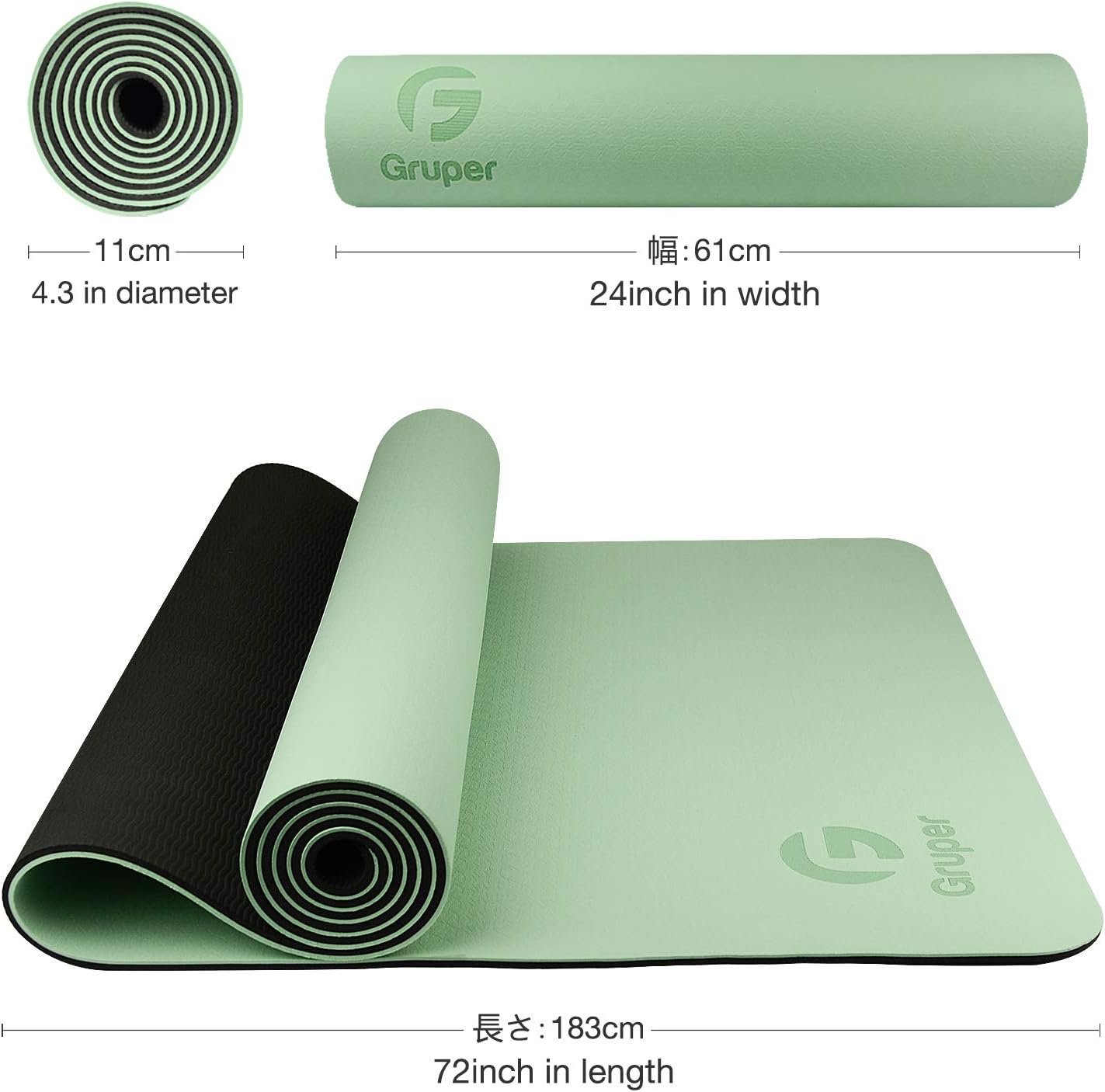 Gruper Yoga Mat Non Slip, Eco Friendly Fitness Exercise Mat with Carrying Strap,Pro Yoga Mats for Women,Workout Mats for Home, Pilates and Floor Exercises - Image 5
